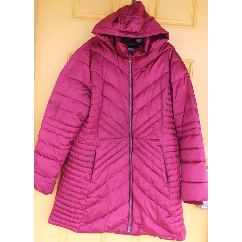 Land's End Women's Plushy Puffer Coat SZ 18 Hooded Full Zip Quilted Magenta